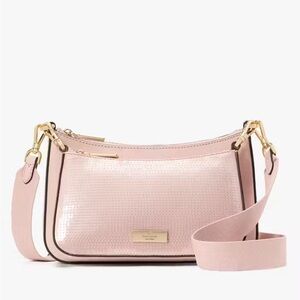 kate spade pink duet satin sequins crossbody bag